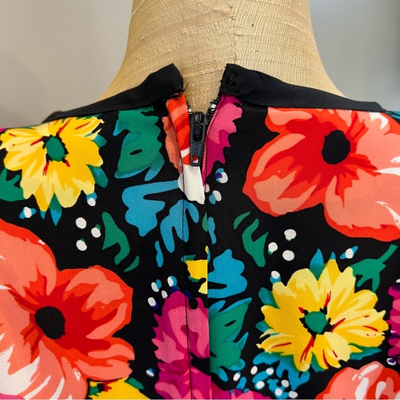 VTG Talbots Nipon Silk Floral Tulip Dress Lined Size 10 Citrus Colors - Picture 7 of 15